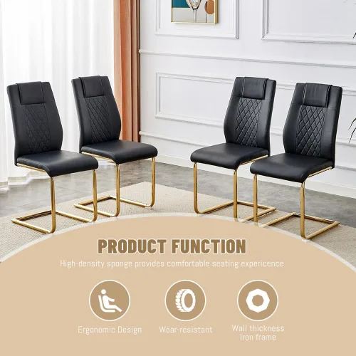 Vista 5 de JUFU Juego de mesa de comedor moderno para 4, juego de mesa de cocina rectangular de 63 pulgadas con mesa de mármol sintético y 4 sillas tapizadas