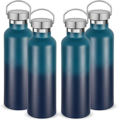 Vista 36 de Volhoply 24 onzas Botella de agua aislada con boca estándar con tapa de combinación de plástico y acero inoxidable, botellas de agua de 304 18/8