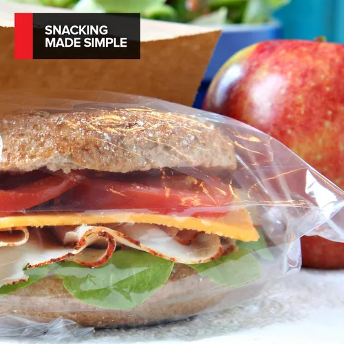 Vista 6 de Stock Your Home 200 bolsas de sándwich transparentes plegables, bolsas de plástico desechables a granel con cierre plegable para restaurantes