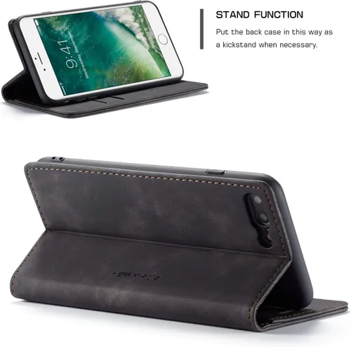 Vista 6 de SINIANL Funda para iPhone 7/8 Plus, Funda de cuero tipo billetera con tarjetero Cierre magnético Kickstand a prueba de golpes Fundas protectoras