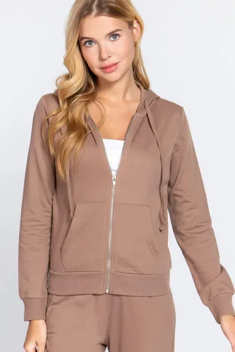 Vista 2 de OLLIE ARNES Sudadera con capucha y cremallera completa para mujer - Chaqueta de manga larga, 69_latte