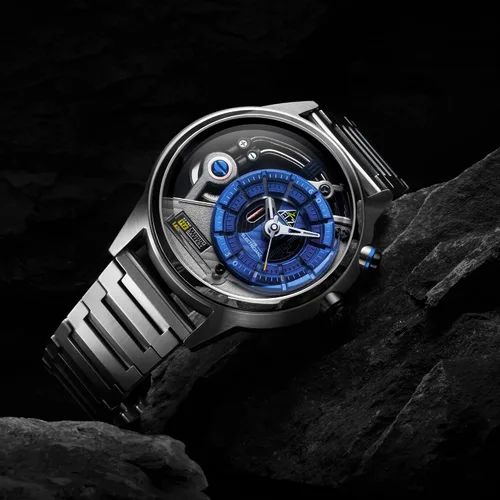 Vista 7 de The Electricianz Stone Z Reloj de diseñador para hombre, esfera con luz LED, diseño suizo, módulo eléctrico único, caja y pulsera de acero