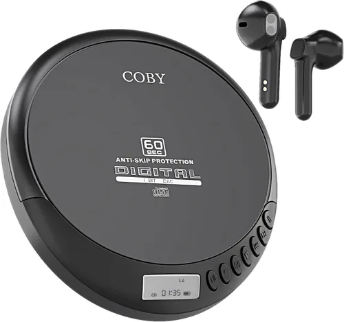 Vista 10 de Coby Reproductor de CD Bluetooth portátil con radio FM y auriculares, disco recargable anti-salto con reproducción de MP3, entrada AUX, súper bajo