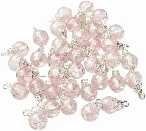 Vista 10 de 30pcs Handcrafted Crackle Glass Beads Drops w/Silver Wire & Bead Cap ~Jewelry Making~ (Army Green)