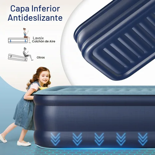 Vista 7 de [Usado] Lavisx Colchón de aire individual de 18" con bomba integrada, bomba de parada automática de alta velocidad de 2 minutos, colchón hinchable