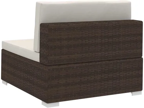 Vista 6 de 3 Piece Poly Rattan Patio Sofa Set with Cushions Brown