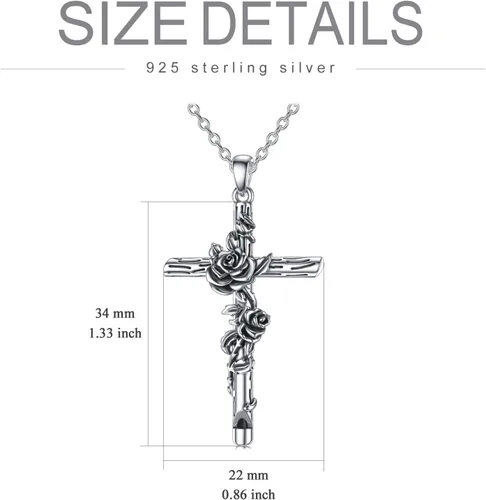 Vista 5 de PELOVNY Collar de plata de ley con cruz de cristal para hombres y mujeres, collar con colgante de crucifijo de Jesucristo, joyería religiosa