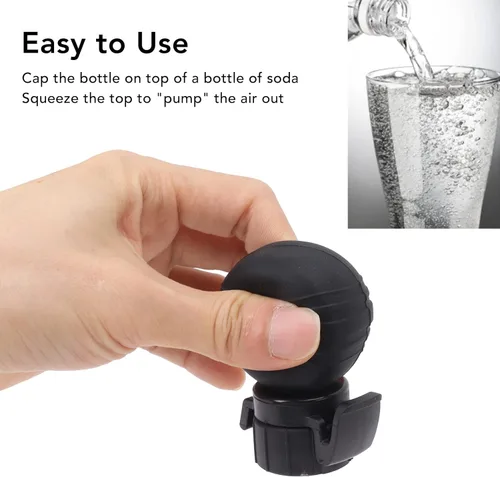 Vista 3 de Fizz Keeper - Tapón de bomba reutilizable, protector de botellas de soda, a prueba de fugas, lata de bebida Fizz Keeper (negro)