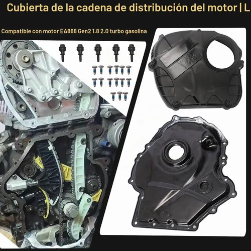 Vista 2 de Tapa de cadena de distribución de motor con junta, para VW Beetle/Jetta/Tiguan para Passat/Sharan/Scoricco/Golf/GTI/EOS/CC, para Audi