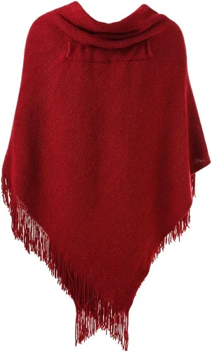 Vista 2 de Ferand Poncho de ajuste holgado para mujer con botones de cuerno elegantes, cuello en V y dobladillo en V