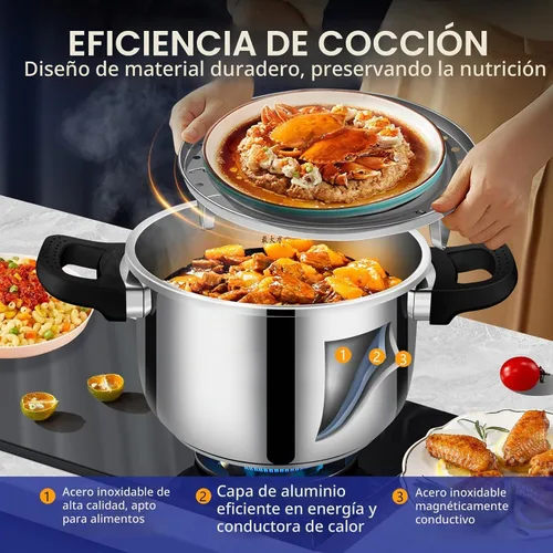 Vista 3 de Olla a presión gruesa de acero inoxidable 304 de grado alimenticio de 4.2 cuartos de galón, 8 ollas de presión de protección de seguridad pesada