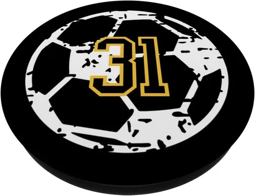 Vista 2 de Número #31 Jugador de fútbol amarillo negro número 31 PopSockets intercambiables PopGrip