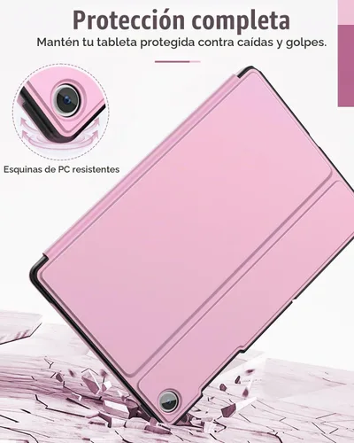 Vista 5 de MoKo Funda para Samsung Galaxy Tab A9+/A9 Plus de 11 pulgadas 2023, carcasa protectora trasera rígida delgada con soporte de visualización y Rosa