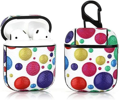 Vista 2 de Funda de cuero divertida y bonita funda compatible con Apple Airpods 1 y 2 (baloncesto)