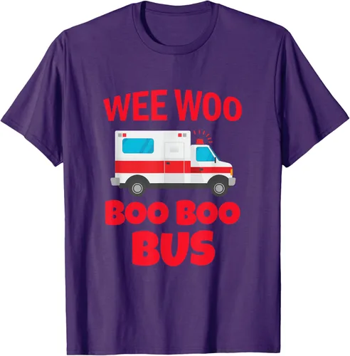 Vista 55 de Wee Woo Boo Boo Bus First Responder - Camiseta divertida de ambulancia, Negro, S