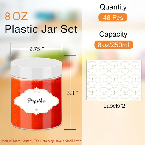 Vista 51 de PeacePeo Tarros de plástico con tapas, recipientes de slime de 4 onzas, 72 frascos de plástico transparente vacíos, recipientes de cosméticos