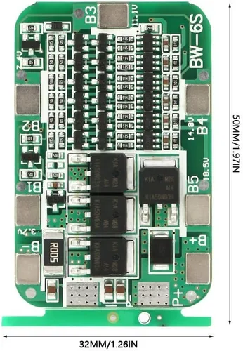 Vista 2 de Tablero de batería de 6S 15A 22V 24V Tablero de carga de batería de litio Módulo de cargador de placa de célula de PCB para célula de iones de litio