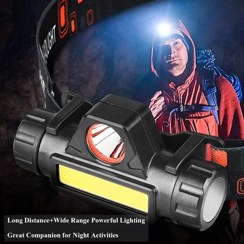 Vista 4 de Linterna frontal LED recargable: potente linterna de cabeza LED, linterna frontal recargable por USB, batería de larga duración para correr