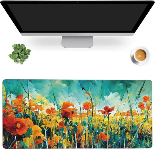 Vista 12 de MIOAOSRT Alfombrilla de mouse extendida, bonita alfombrilla de mouse extendida para juegos de fresa, base de goma antideslizante grande con bordes