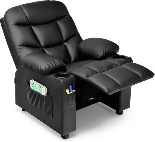 Vista 13 de GLACER Silla reclinable para niños con portavasos, bolsillos laterales Marrón