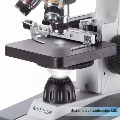 Vista 4 de Microscopio compuesto biológico AmScope M150C-MS 1000X con resistente