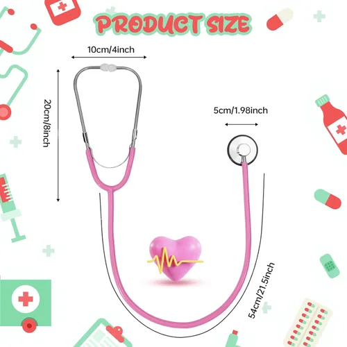 Vista 2 de Estetoscopio para niños, estetoscopio de enfermería que funciona de verdad para niños, juguete de jugar al doctor para niños pequeños, niños
