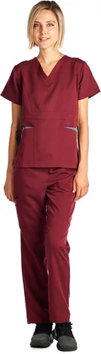 Vista 3 de Dagacci uniforme médico elastizado ultrasuave con bolsillo delantero, para mujer