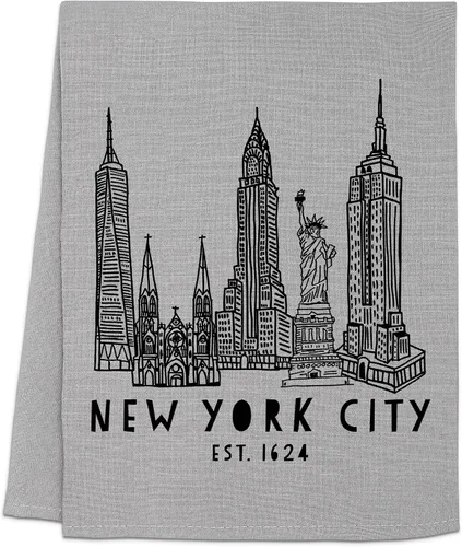 Vista 12 de Moonlight Makers Nueva toalla de cocina con temática de Nueva York – Toallas de té de saco de harina para secado de platos de cocina, paño de mano