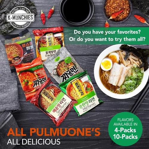 Vista 7 de Pulmuone - Fideos coreanos Ramyun no fritos, paquete de 4 fideos instantáneos coreanos sabor a estofado de kimchi, fácil de cocinar, auténtico ramen