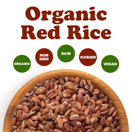 Vista 5 de Food to Live Arroz rojo orgánico, 1 libra, sin OMG, variedad de grano entero, antiadherente, vegano, kosher. Fuente de proteínas. Rico