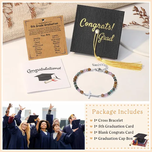 Vista 6 de TONY & SANDY Regalos de graduación para ella 2026, decoraciones de graduación, pulseras de cruz para mujeres y niñas, graduados universitarios