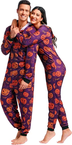 Vista 2 de frawirshau Pijama de Halloween para adultos, pijamas a juego para parejas, familia, pijamas a juego