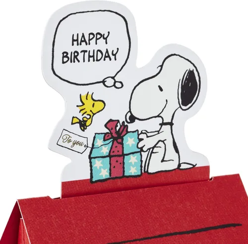 Vista 3 de Tarjeta de felicitación de cumpleaños emergente de Peanuts Snoopy de Hallmark (Casa del perro de Snoopy)