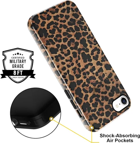 Vista 5 de Funda de teléfono con estampado de guepardo para iPhone 7/8/SE 2020/2022 de 4.7 pulgadas, funda de lujo con diseño de leopardo marrón coqueta a