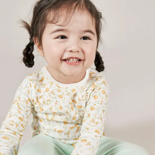 Vista 4 de moimoln Pijama de algodón suave para bebés y niñas, con carácter modal de manga larga, ajuste ceñido, 19.7 ft-5T