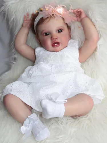 Vista 5 de Anano Muñecas Reborn de bebé niña de 24 pulgadas 24.4 in Reborn bebé realista muñeca bebé niño bebé recién nacido muñeca recién nacido bebé recién