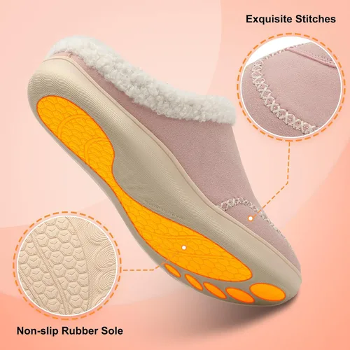 Vista 6 de LeIsfIt Pantuflas anchas para mujer, ajustables, para diabéticos, cálidas, acogedoras, antideslizantes, de espuma viscoelástica, para invierno