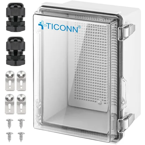 Vista 16 de TICONN - Caja de conexiones eléctricas impermeable IP67 con carcasa de plástico ABS con tapa con bisagras con placa de montaje, soportes de pared