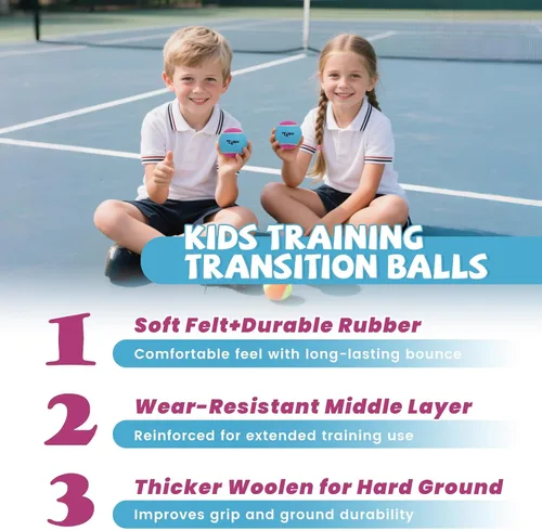 Vista 4 de Paquete de 12/20/36/48/60 pelotas de tenis para niños, 50% de baja compresión, pelotas de tenis para principiantes, entrenamiento juvenil y juego