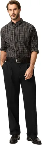 Vista 2 de Dockers - Pantalones para hombre, ajuste holgado, cómodos, caqui, plisados Negro Metal