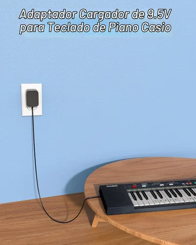 Vista 3 de VHBW Cable de alimentación CC de 9.5 V compatible con teclado Casio ADE95100LU, compatible con la fuente de alimentación de teclado Casio LK-135