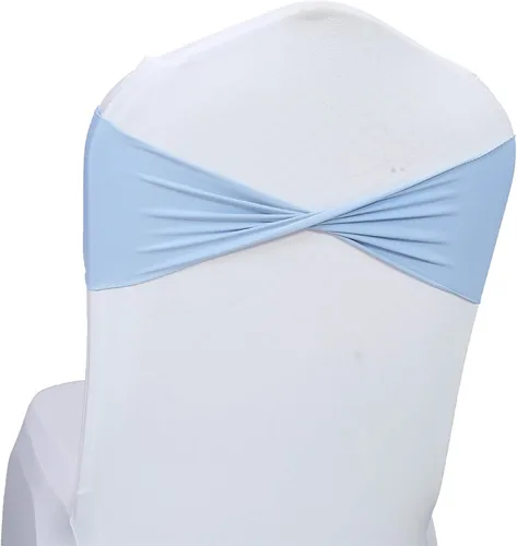 Vista 24 de MDS Paquete de 100 bandas de elastano para silla, bandas lisas sin hebilla, reutilizables, elásticas, para decoración de bodas, recepciones, Azul