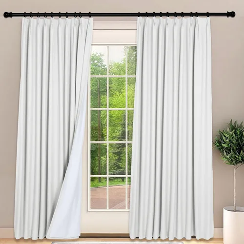 Vista 20 de Frelement Cortinas 100% opacas con forro térmico, cortinas de lino para decoración de Navidad, cortinas plisadas con aislamiento térmico
