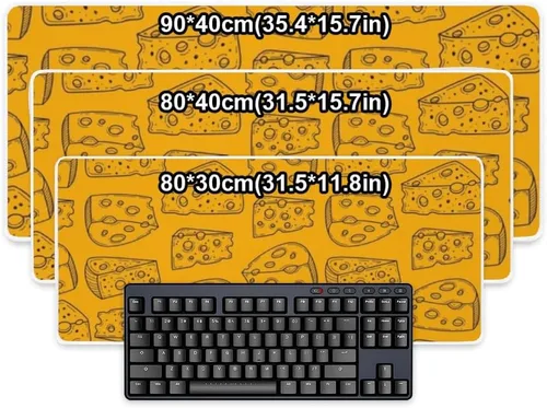 Vista 2 de Cute Cheese Doodle Mouse Pad Large Gaming Desk Mat with Non- Slip Rubber Base Smooth Face Gamer Mouse Pad Gaming Mousepads Desk Accessories Set for