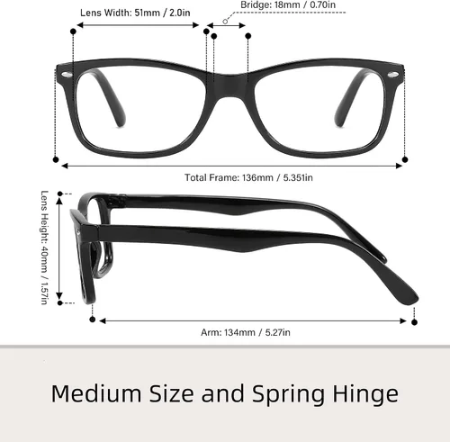 Vista 4 de Przene Gafas de lectura para hombres y mujeres, con bloqueo de luz azul, bisagras de resorte, paquete de estilo ligero