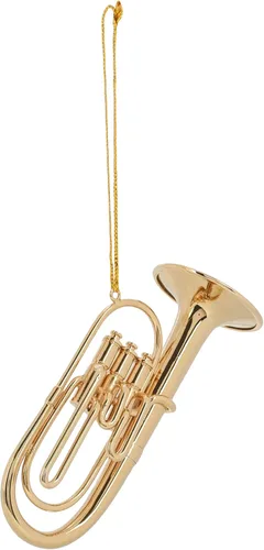 Vista 2 de Broadway Gifts Co - Instrumento de tuba en tono dorado, adorno colgante de latón de 4 pulgadas