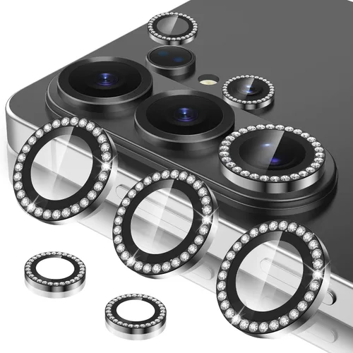 Vista 38 de Casetego Protector de lente de cámara para Galaxy Z Fold 8, [Diseño de purpurina mejorado], [Fuerte adherencia], lente de vidrio templado 9H negro