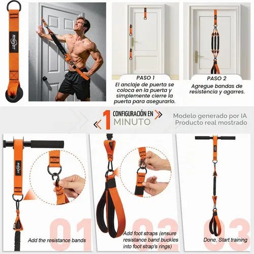 Vista 8 de 195LBS Heavy Duty Pedal Resistance Band with Handle, Sit Up Exercise Equipment for Men Foot Pedal Exerciser Band for Home Gym, Abs, Core, Arm &