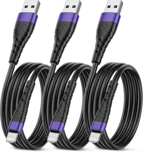 Vista 18 de Cable de carga corto con certificación MFi para iPhone, paquete de 3 unidades de 1 pie, 12 pulgadas para cable de carga Lightning, cable de datos