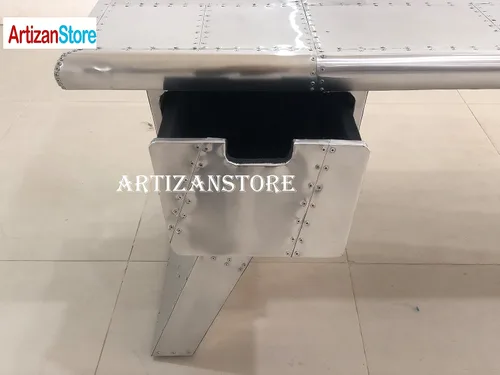 Vista 5 de ARTIZANSTORE Escritorio ejecutivo de aviador grande - Estantería de cajón - Ala de avión 78